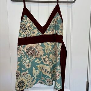 Body Central Blue and Brown Floral Top